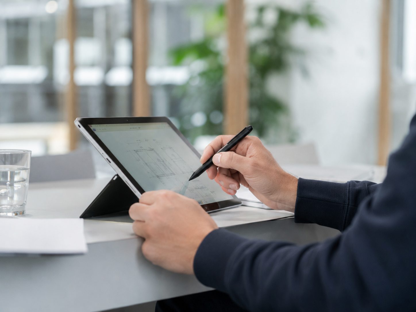 Tablet en pen tijdens digitaal werk.