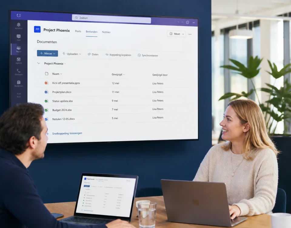Toelichtende afbeelding over sharepoint koppelen aan teams