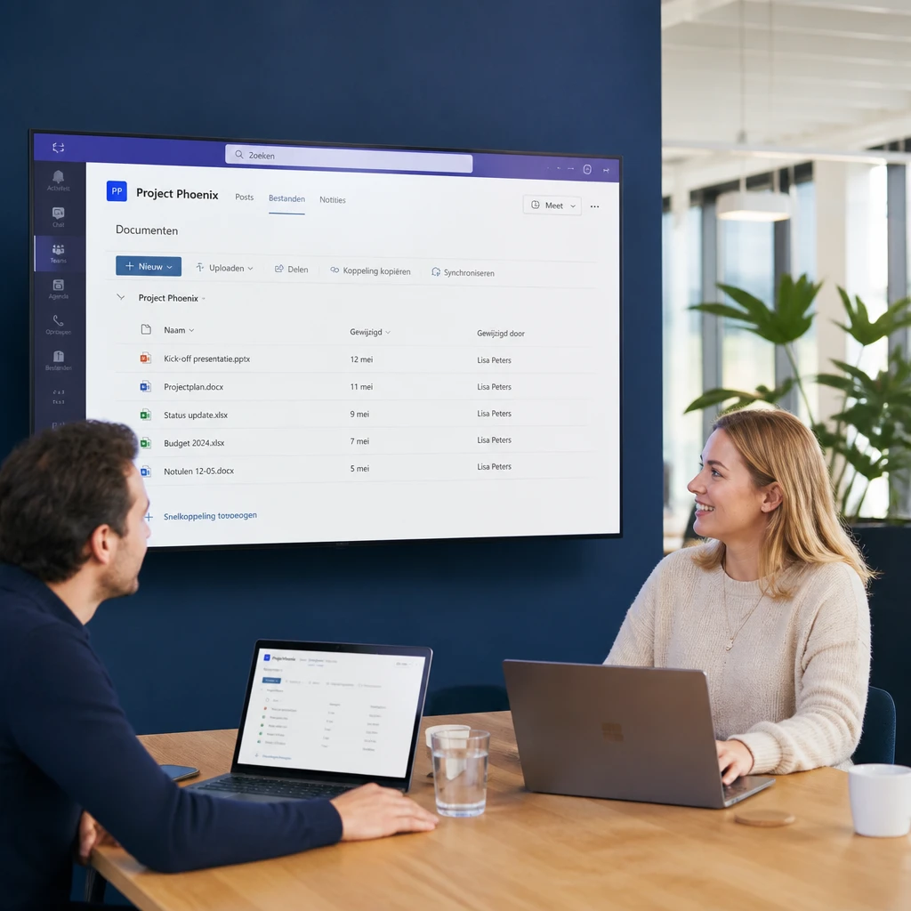 Toelichtende afbeelding over sharepoint koppelen aan teams
